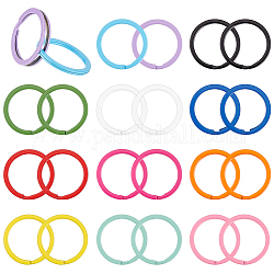 BENECREAT 36Pcs 12 Colors Spray-painted Iron Keychain Clasps, Rings, Mixed Color, 30x2.5mm, Inner Diameter: 24.7mm, 3pcs/color