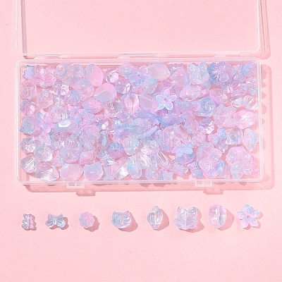 120 шт. 8 вида прозрачных стеклянных бусин-спрей GLAA-FS0002-26-1