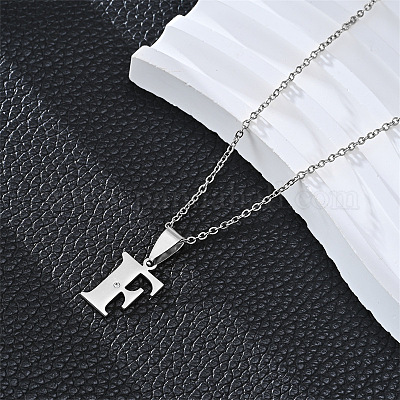 201 ожерелье с подвеской в виде инициала из нержавеющей стали с кристаллами и стразами FS-WG28760-06-1