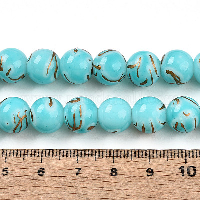 Выпечка окрашенные стеклянные бусины пряди DGLA-N010-10mm-03-1