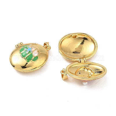 Латунь эмаль Locket подвески KK-F923-02D-G-1