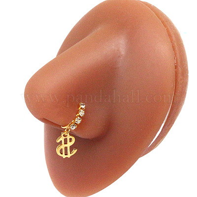 Кольцо для носа из хирургической нержавеющей стали 316l с кубическим цирконием и подвесками WG2DADE-33-1