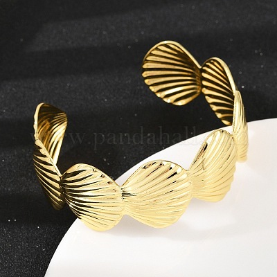 Латунь манжеты браслеты для женщин BJEW-C112-08G-1