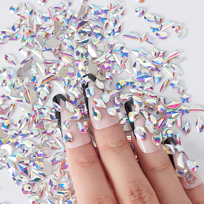 Кабошоны со стеклянными стразами с плоской задней стороной MRMJ-WH0077-076-1