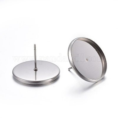 Плоские круглые серьги-гвоздики из нержавеющей стали 304 STAS-I323-6mm-P-1