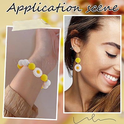 Набор для изготовления бижутерии из силиконовых и латунных бусин в виде цветка ромашки своими руками DIY-SC0025-42-1