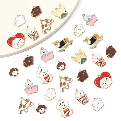 28шт 10 стиля подвески из сплава с эмалью ENAM-FS0003-09-1