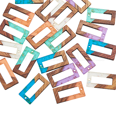 Pendentifs en résine transparente et bois de noyer&nbsp;RESI-CJ0001-77-1
