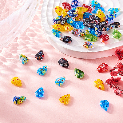 50шт стеклянные подвески миллефиори ручной работы&nbsp;LK-CJ0001-07-1