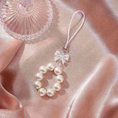 Подвеска с круглыми ракушками и бантом из искусственного жемчуга ABS HJEW-TA00363-1