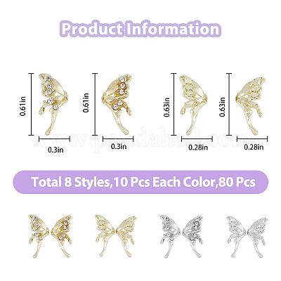 80 шт. 8 стиля сплава стеклянных страз кабошонов MRMJ-HY0002-28-1