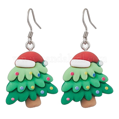 Рождественские серьги с подвесками из смолы EJEW-JE06090-1