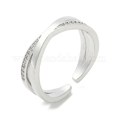 Открытое кольцо-манжета из латуни с микропаве из кубического циркония RJEW-A040-06P-1