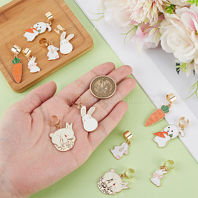 12 шт. 6 стиля кролик сплав эмалированный стетоскоп подвеска украшения HJEW-OC00053-1