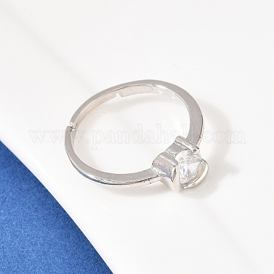 Женские кольца на палец из латуни с микропаве и кубическим цирконием RJEW-B153-02P-1