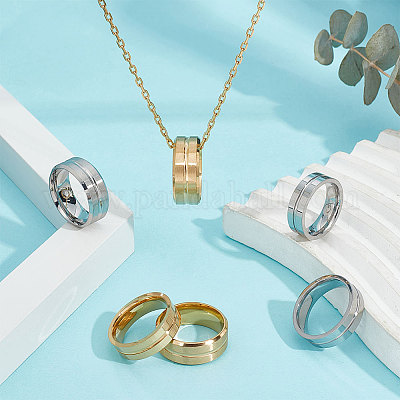 16 шт. 4 стиля 201 нержавеющая сталь рифленая линия перстень для женщин RJEW-UN0002-48-1