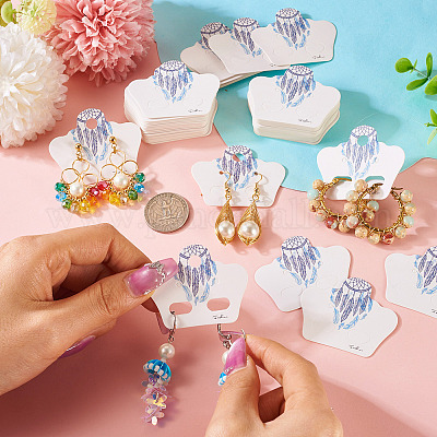 100 шт. Карточки для демонстрации ювелирных изделий из бумаги с перьями CDIS-TA0001-42-1