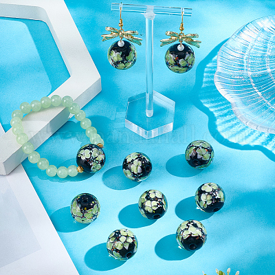 10 шт. бусины-лэмпворк ручной работы с внутренним цветком LAMP-PA0001-02C-1