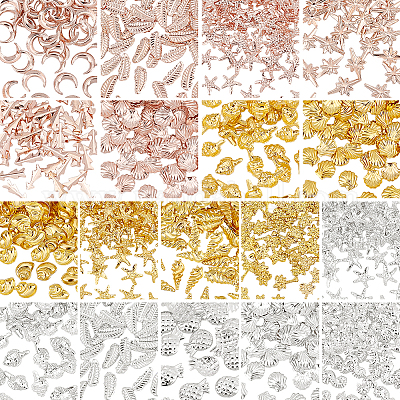 800 шт. 16 стиля кабошонов из сплава и латуни с морской тематикой MRMJ-OC0002-63-1