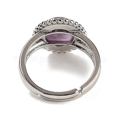 Круглые регулируемые кольца из натурального смешанного камня RJEW-K271-02P-1