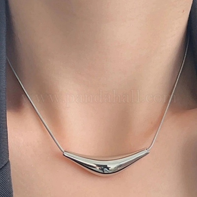 Ожерелья с подвесками в форме дуги из нержавеющей стали 304 для женщин NJEW-A049-01P-1