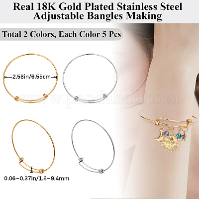 10шт 2 цвета регулируемые браслеты из нержавеющей стали 304 изготовление MAK-BBC0001-17-1