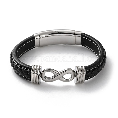 Плетеные браслеты из микрофибры и кожи для мужчин BJEW-Z081-07P-01-1