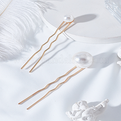 2 шт. 2 стиля цинковый сплав и АБС жемчужная шпилька для волос&nbsp;OHAR-LP0002-14-1