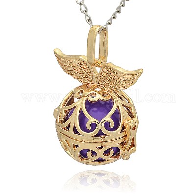 Золотой тон латунь полые круглые подвески KK-J237-03G-1