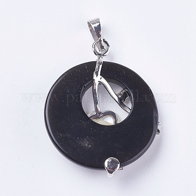 Подвески из натурального окрашенного и нагретого черного агата X-G-F546-A16-1