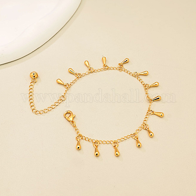 Элегантные женские браслеты на лодыжку с каплевидной кисточкой из латуни RZ6656-1