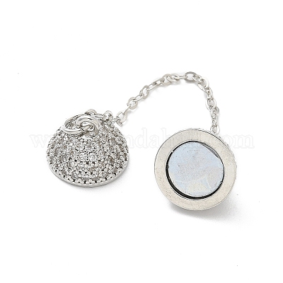 Магнитные застежки из латуни с микропейвом и прозрачным кубическим цирконием KK-Z083-17P-1