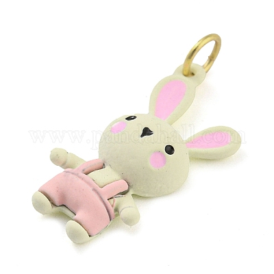 Подвески из латуни с эмалью в виде кролика KK-Q804-18G-1