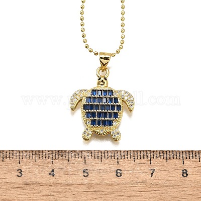 Летние пляжные латунные ожерелья с подвеской в виде черепахи из кубического циркония для женщин NJEW-U039-02G-01-1