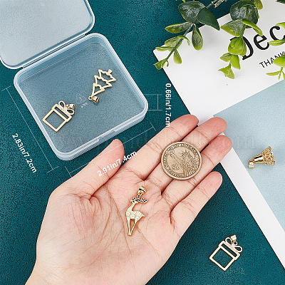 8 шт. 4 подвески в рождественском стиле из латуни с микропаве из прозрачного кубического циркония ZIRC-CN0001-03-1