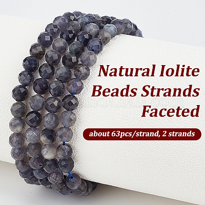 2 нити натуральных бусин иолита нити G-OC0005-75-1