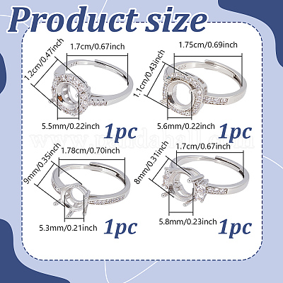 4 шт. 4 стиля латунных страз регулируемые кольца компоненты KK-NB0004-07-1