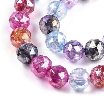 Прозрачные стеклянные бусины гальваническим пряди EGLA-N006-077I-1