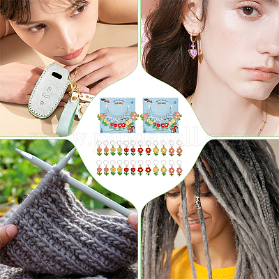 Маркеры петель с замком в виде цветка из сплава эмали HJEW-PH01869-1