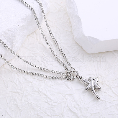 Двухслойные ожерелья из нержавеющей стали с подвеской в виде стрекозы для женщин SH1141-1