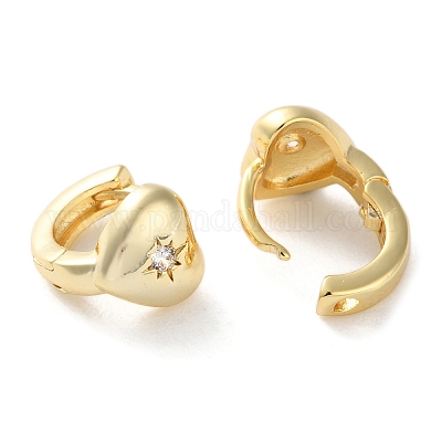 Латунные серьги-кольца из прозрачного кубического циркония EJEW-C121-12G-1