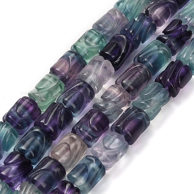 Нити резных бусин из натурального флюорита G-L634-Q01-01-1