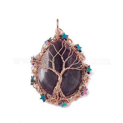 Природный аметист большие кулоны G-L524-09RG-05-1