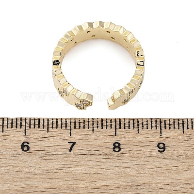 Латунные кольца-манжеты с микропаве и прозрачным цирконием для женщин RJEW-S398-02G-1