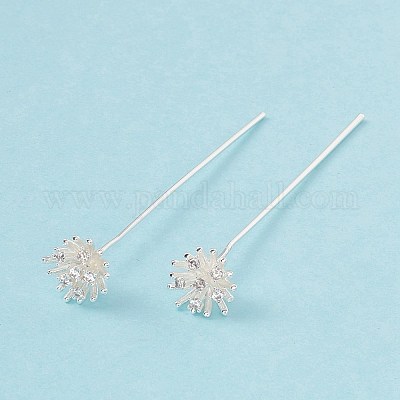 Латунные булавки в виде цветка из прозрачного кубического циркония с микропаве KK-G413-01S-1