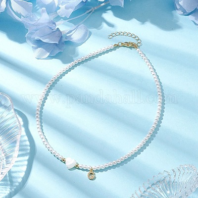 Ожерелья с подвесками из латуни микро-паве класса AAA с кубическим цирконием и буквами NJEW-JN04771-07-1