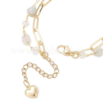 Многослойные браслеты из натуральных бусин морганита BJEW-JB12217-02-1