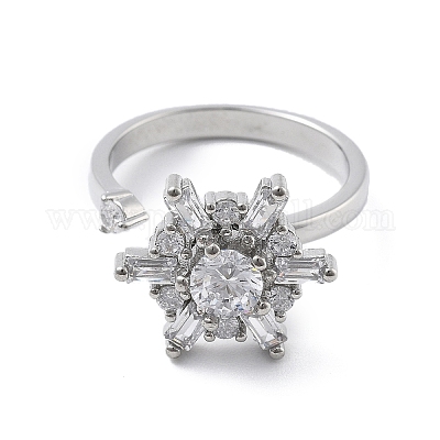 Снежинка вращающиеся открытые манжеты кольца для женщин RJEW-S402-11P-1