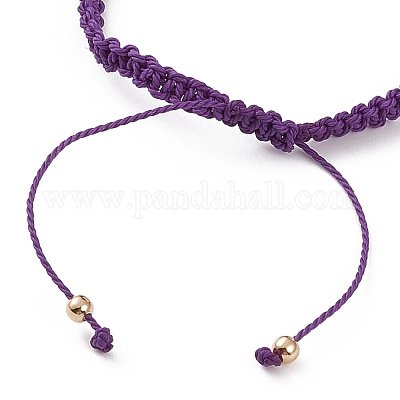 Регулируемые браслеты из вощеного полиэстера с плетеными бусинами BJEW-JB05846-05-1