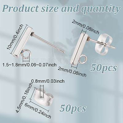 100 шт. 2 стиля фурнитуры для сережек-гвоздиков из нержавеющей стали 304 FIND-GO0002-56-1